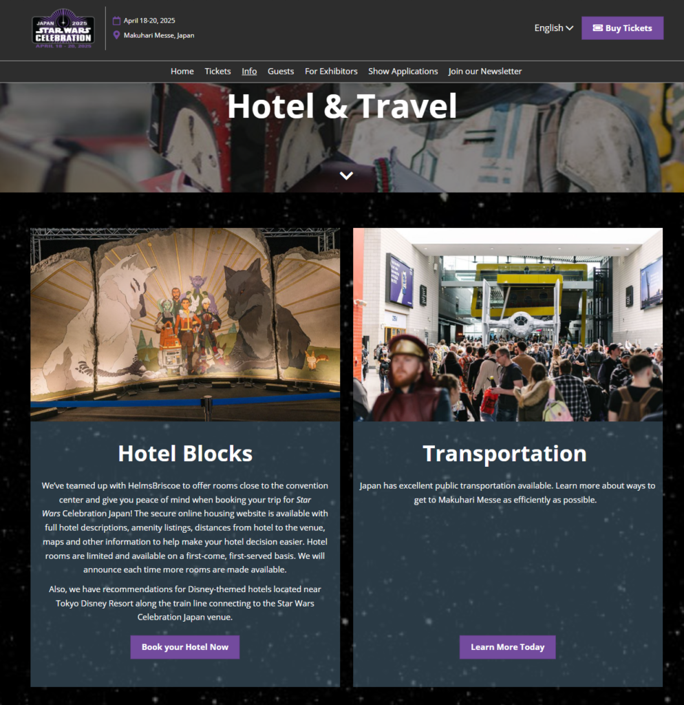 Star Wars Celebration 2025: Hotel and Travel