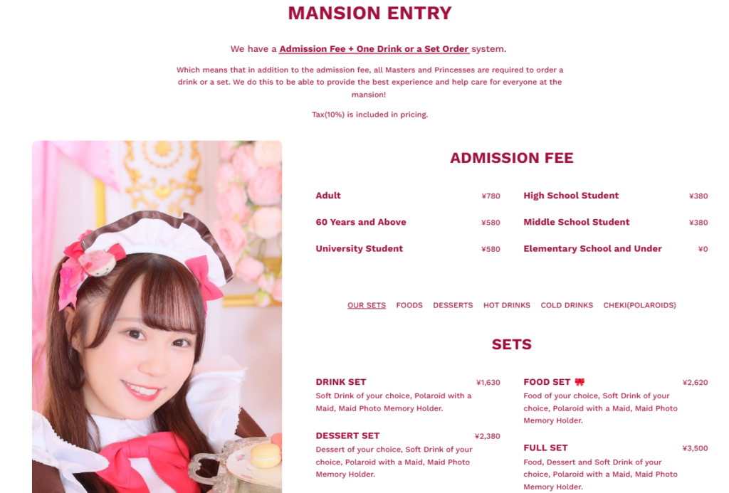 Maid Cafe: Sample Menu